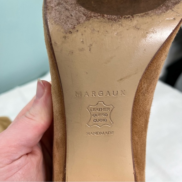 Margaux The Heel Pump Camel Cognac Italian Suede Size 37.5 7.5 B Medium Women’s - Picture 8 of 9